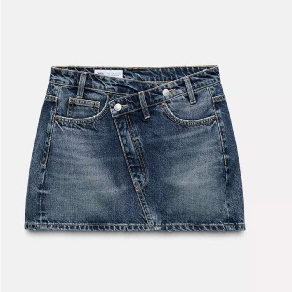 Zara TRF cross-waist denim skirt- Small